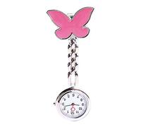 Moda mujer mariposa sonrisa Cara enfermera Clip-On Watch Broche Fob Reloj de bolsillo Durable y útil