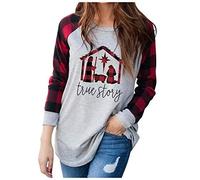 Moda mujeres diseño impresión a cuadros costura manga larga casual camiseta tops pantalones cortos peto damas, Blanco, 3XL