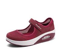 Moda Mujeres Tejida Cómodos Zapatos para Caminar Zapatillas De Deporte Talla 35-42 Zapatos Respirado Ligero Malla Mujeres Deporte Running Zapatillas Sacudir Casual Zapatos Height-Increasing Sneaker