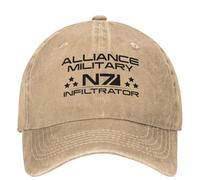 Moda N 7 The of Infiltrators Mass Effect Gorra de béisbol Unisex Denim Desgastado Sombreros Gorra Vintage al Aire Libre Todas Las Estaciones Regalo de Viaje Snapback Gorra de algodón,