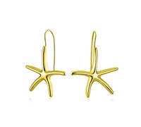 Moda Náutica Tropical Playa Grande Estrella De Mar Colgante Gota Pendientesenhebrador Para Mujeres Gancho De Pescado Alambre 14K Oro Plateado