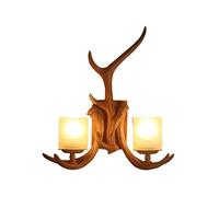 Moda nórdica sala de estar resina lámpara de pared retro industrial viento asta luz personalidad creativo estilo europeo pasillo americano antiguo cabeza de ciervo decoración linterna 2 luces E27