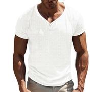 Moda para hombre Primavera e informal de manga corta cuello redondo Camiseta Tops 50 primeras citas, Blanco, S