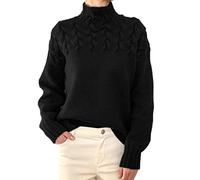 Moda para Mujer Detalle De Punto De Cable SuéTer De Manga Larga De Cuello Alto SuéTer De Punto De Cuello Alto para Mujer