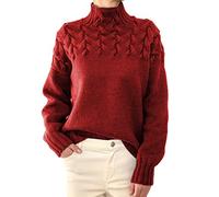 Moda para Mujer Detalle De Punto De Cable SuéTer De Manga Larga De Cuello Alto SuéTer De Punto De Cuello Alto para Mujer