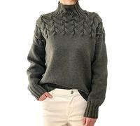 Moda para Mujer Detalle De Punto De Cable SuéTer De Manga Larga De Cuello Alto SuéTer De Punto De Cuello Alto para Mujer