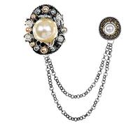 Moda Pearl y Rhinestone Cadena Broche Vintage Link Pin Summer Camisa Joyería Cuello Decoración Fiesta Crystal Brooch