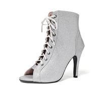 Moda Peep Toe Sandal Dance Tacones, Malla De Noche Sandalias De Baile Botas de Baile Verano Talón Agujeros Cortas, Cómodas Sandalias De Gladiador Tacón Agujero, Sandalias De Gladiador Strappy Tacones