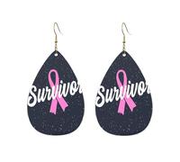 Moda Pendientes Cuero Patrón de superviviente de cáncer de mama Pendiente de Lágrima Ligeros Mujer Pendientes para Mujeres Decoración Niñas