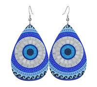 Moda Pendientes De Mujer De Cuero Arte Griego Del Mal De Ojo De Matiasma Pendiente De Colgante Cómodo Pendientes Largos De Cuero Para Aniversario Cumpleaños Fiesta