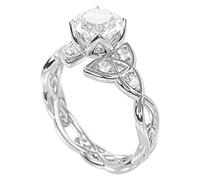 Moda personalidad calado patrón zircon anillo de cobre lleno de princesa anillo dama adolescente niña compromiso boda promesa regalo de joyería, 10, Piedras preci
