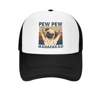 Moda Personalizada Unisex Pug Dog Pew Pew Madafakas Gorra de Camionero Gorra de béisbol Ajustable para Adultos Mujeres Hombres Hip Hop Trucker Cap