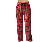 Moda Primavera Casual Plaid Encaje Algodón Se puede usar fuera de los pantalones de casa, rojo, XL