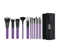 MODA Pro Full Face - Juego de brochas de maquillaje con bolsa de viaje, 13 piezas, color morado