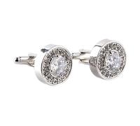 Moda Redondos Gemelos Camisa Hombres Y Mujeres, Gemelos Camisas Francesas Con Decoración De Vidrieras Para Esmoquin,Negocio,Boda,Regalos Navideños-Blanco-Ⅰ-A