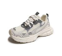 Moda Rhinestone Superior Suave Cuero Deportes Casual Zapatos 6cm Grueso Fondo Papá Zapatos Femenino Malla Transpirable Calzado Único Cuatro Estaciones