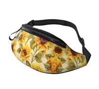 Moda Riñonera Running Estampado De Girasol Amarillo Riñoneras Viaje Multifuncional Bolsos Bandolera para Marcha Viajar Bici 14X35Cm