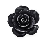 Moda Romántica Negro Floral Blooming 3D Tallada Flor De Rosa Grande Broche Alfiler Para Mujeres Adolescentes