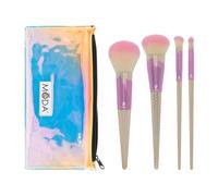 MODA Royal & Langnickel - Juego de 5 brochas de maquillaje de cara completa con bolsa que incluye polvo, complicación, licuadora angular y pinceles de detalle, fresa vainilla
