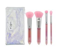 MODA Royal & Langnickel Mythical Crystal - Juego de 5 brochas de maquillaje con bolsa, incluye polvo, pincel angular, sombreador MD y brochas de pliegue, cuarzo rosa