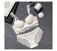 Moda Sexy lencería Ropa Interior Ajuste Compatible with Las Mujeres Femeninas Sexy Lace Ajustable Sujetador Set Thin Plus Tize Push Up Steb Set(38,White_A)