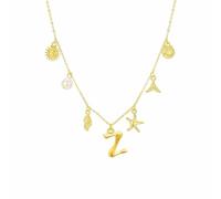 Moda simple burbuja AZ carta clavícula cadena mujer perla colgante collar regalo collares regalos joyería, Acero inoxidable, No es una piedra preciosa