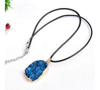 Moda simple cristal natural punto galvanoplastia azul colgante irregular mineral joyería cadena para hombres mujeres joyería recuerdo, galvanoplastia