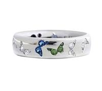 Moda simple exquisita mariposa con incrustaciones de colores mixtos anillos de circón para mujeres adolescentes niñas anillos de dedo personalidad joyería regalos fiesta cumpleaños regalos