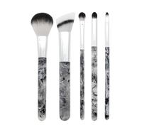 MODA Smoke Show - Juego de 5 brochas de maquillaje de cara completa, incluye polvos, licuadora, sombreador, brochas ahumadas para ojos y labios, color negro