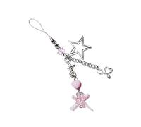 Moda Star Bear anillos cadena oso estrella encanto con elegante lazo para llaves personalizadas y accesorios de bolsa joyería de moda, a, Talla única