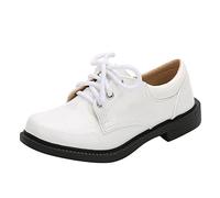 Moda Verano y Otoño Zapatos de Cuero para Niños Botas Grueso Piso Estudiante Zapatos de Vestido de Rendimiento Zapatos de Color Sólido Cómodo Niños Invierno Zapatos 24, Z3 blanco., 34 EU