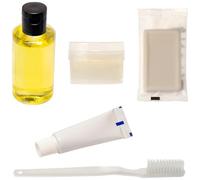 Moda West 96 kits - Estuche a granel de artículos de tocador de lujo al por mayor para hombres, mujeres, viajes, caridad, 5 PC KIT A