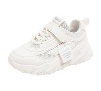 Moda Zapatillas para niños Niñas Parte Inferior Plana y Gruesa Antideslizante Parte Superior de Malla Ligera Transpirable Cómodo Cordones Gancho Bucle Color sólido Estilo Calzado De Mujer Deportivo