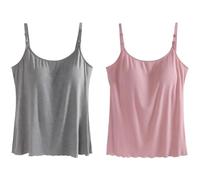 Modal Camisole with Built-in Bra, Front Button Two-in-One Top with Padded Cups, No Need To Wear A Bra.,Estilo_A,SG