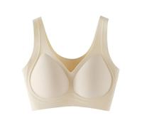 Modal Sports Bra for Women Wireless Seamless Padded Wide Strap Support (White,L)