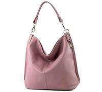 modamoda de bolsos de las mujeres/comprador Ital-damas-hombro bag-in-cuero-T177, Color:Viejo Rosa