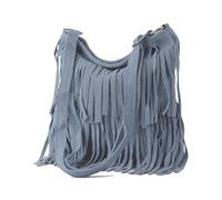 modamoda de - ital bandolera con flecos de gamuza T125, Color:Gris Azul