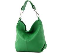 modamoda de - ital bolsa de hombro/hombro hecha de cuero T168, Color:hoja verde