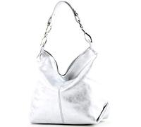 modamoda de - ital bolsa de hombro/hombro hecha de cuero T168, Color:metálica de plata