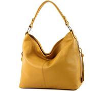 modamoda de - ital Shopper Bolsa de hombro grande de cuero T160, Color:amarillo mostaza