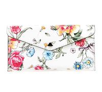 modamoda de - P03 - Cartera de mujer italiana, piel auténtica, larga, Color:flor 01