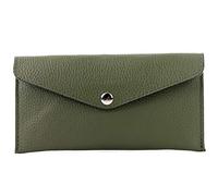 modamoda de - P03 - Cartera de mujer italiana, piel auténtica, larga, Color:oscuro de oliva