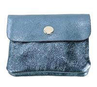 modamoda de - P09 - Cartera de piel para mujer (tamaño pequeño), Azul Vaquero Metálico, extra-small, Pequeño, ligero