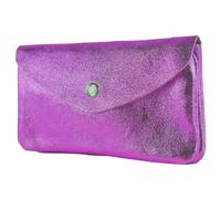 modamoda de P11 - Cartera de piel para mujer, tamaño mediano, hecha a mano en Italia, Dark Magenta Metallic, medium, Monedero pequeño y ligero