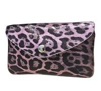 modamoda de P11 - Cartera de piel para mujer, tamaño mediano, hecha a mano en Italia, Leo Rosa Metálico, medium, Monedero pequeño y ligero