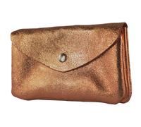modamoda de - P11 - ital. Cartera de piel para mujer mediana, Bronce Metálico, M, Elegante