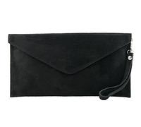 Modamoda de, T106 - Bolso de piel, bolso de noche, fabricación italiana, Negro , S