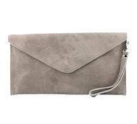 modamoda de - T106 - Bolso tipo Clutch de piel de ante, color Beige, talla Small