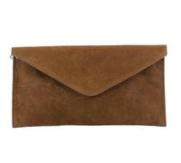 modamoda de - T106 - Bolso tipo Clutch de piel de ante, color Marrón, talla Small