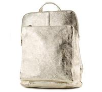 modamoda de T141 - Mochila de piel para mujer, fabricada en Italia, dorado claro metálico, siehe Beschreibung
